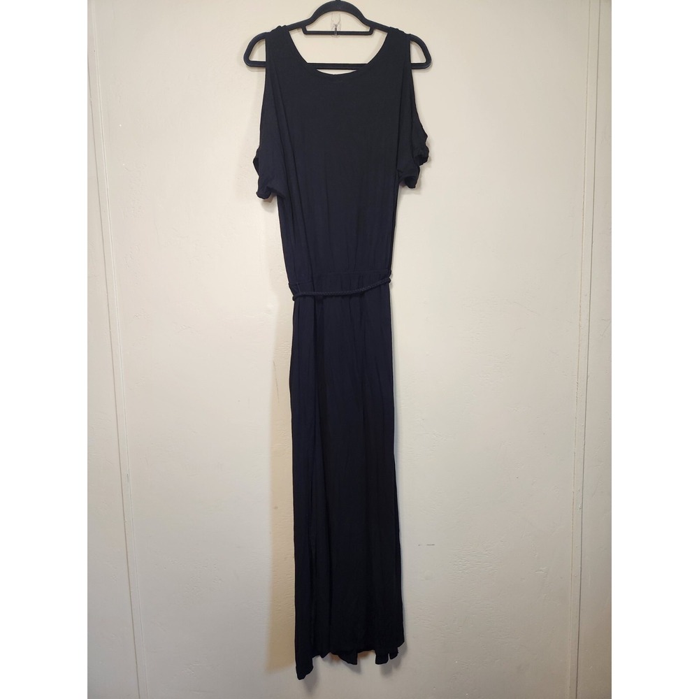 Kut from the Kloth Open Shoulder Maxi Dress Black Womens Size Large Made In USA - Picture 5 of 5